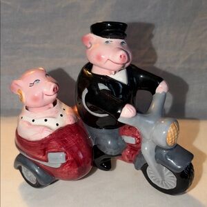 Charming Pig Salt and Pepper on Motorcycle 4 “ x 3 “